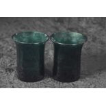 Two Early 19th Century Bristol green glass beakers, circa 1820, 8cm high, provenance with Gerald