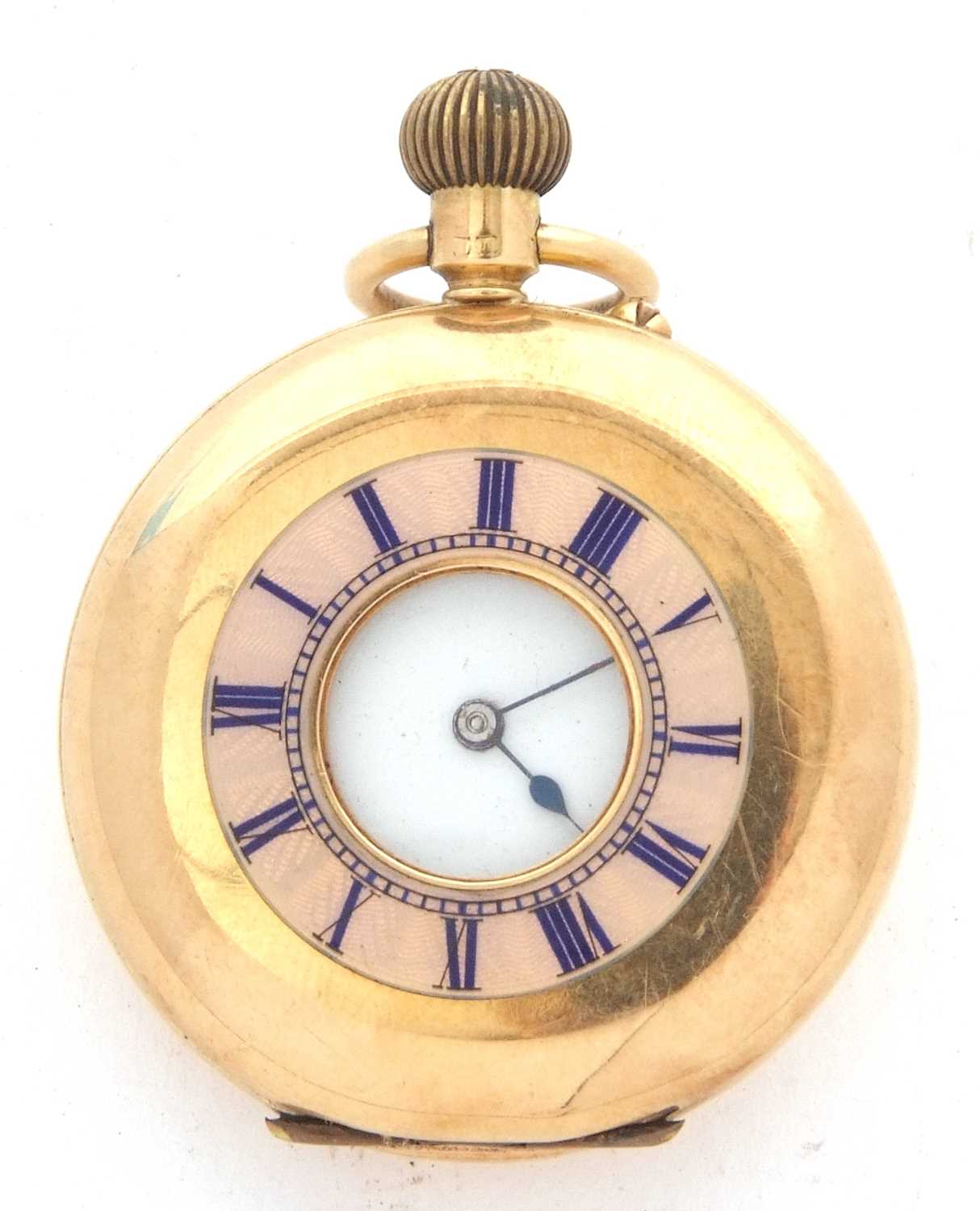 An 18ct gold half Hunter pocket watch stamped 18 inside of the case back and the front of the - Image 3 of 7