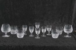 A collection of Waterford glass wares including a set of six small sherry glasses, two goblets and