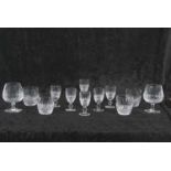 A collection of Waterford glass wares including a set of six small sherry glasses, two goblets and