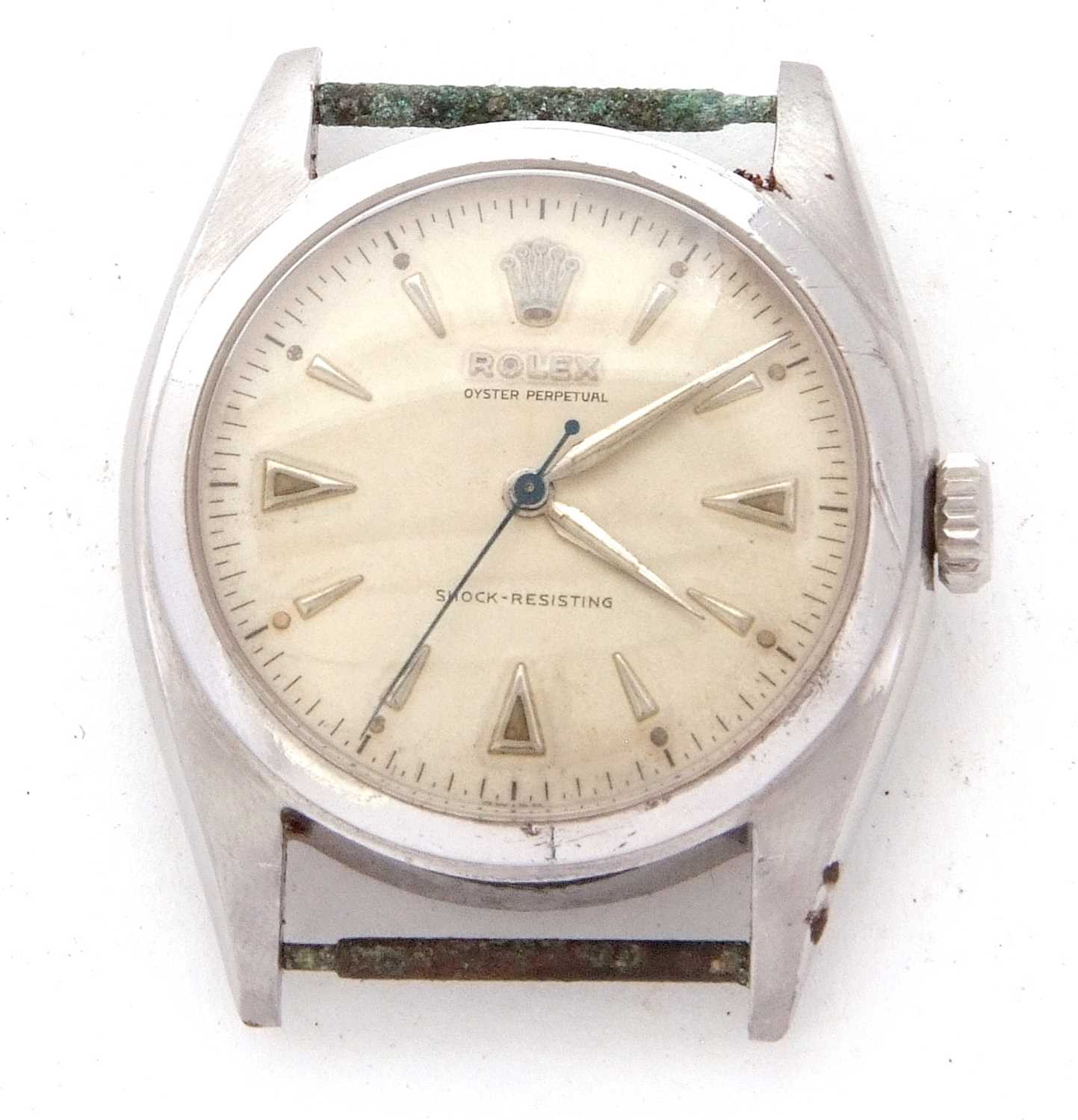 A Rolex 6098 Oyster Perpetual wristwatch, the watch has a manually crown wound movement and a - Image 6 of 7
