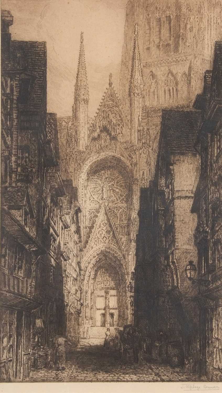 James Alphege Brewer (British,1881-1946), inscribed on verso: "Continental Cathedral Ediface - - Image 3 of 4