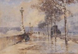 Henry Frank Waring (British, fl. 1900-1928), Embankment, London, watercolour laid on paper,