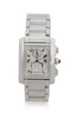 A Cartier Tank Francaise 2303 chronograph, the watch has a stainless steel case and bracelet and