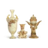 A group of Worcester wares including a small Granger spill holder vase decorated with floral sprays,