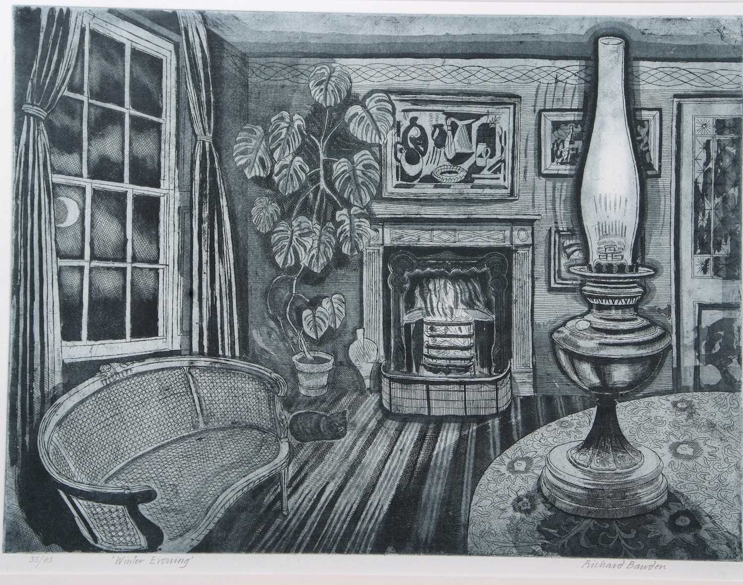 Richard Bawden (British, b.1936), 'Winter Evening', etching with aquatint, numbered 35/85 in pencil, - Image 2 of 3