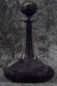 Rare George III Bristol amethyst glass decanter and ball stopper, good quality superb colours, circa