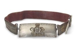 Crimean period Cavalry Officers full dress cross belt and pouch, Inniskilling Fusiliers, with silver