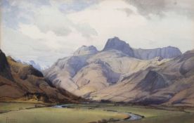 William Heaton Cooper RA (British,1903-1995), "The Langdale Valley", watercolour, signed,14x21.5ins,