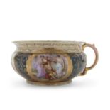 A Vienna style chamber pot with painted scenes of classical ladies after Kaufmann, the panels with