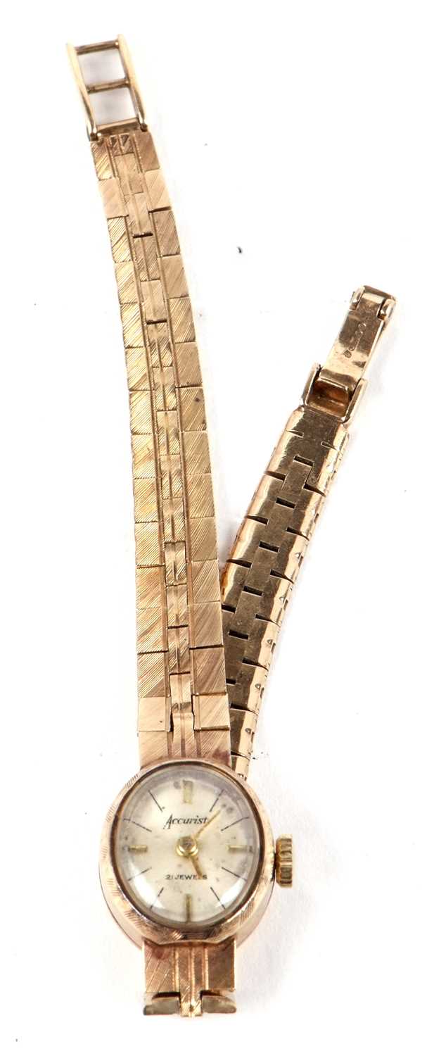 A 9ct gold ladies Accurist wristwatch, the watch has a 21 jewel manually crown wound movement, 375 - Image 3 of 6