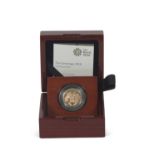 Royal Mint "The Sovereign" proof coin 2018, limited number 05368 in wooden crested Royal Mint box,