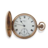 A Waltham USA 9ct Hunter pocket watch, stamped 375 inside the case back and the movement cover