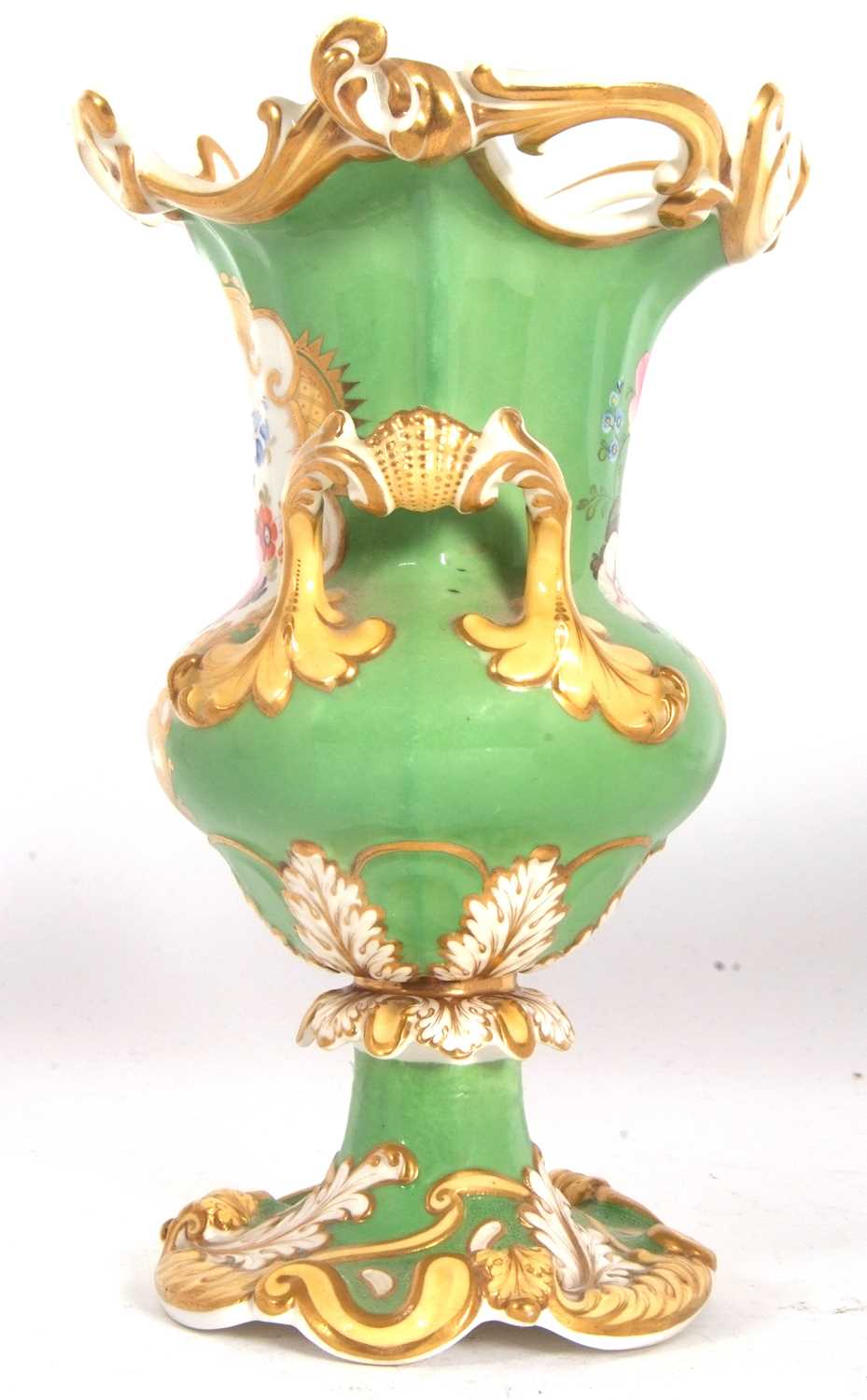 A 19th Century Coalport style vase, the central panel finely painted with floral spray on cream - Image 3 of 7