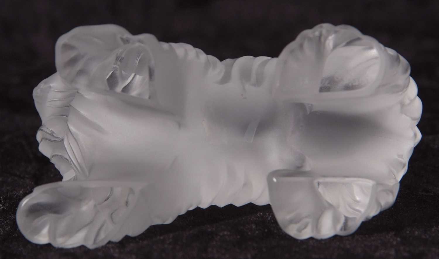 A Lalique frosted glass model of a Yorkshire Terrier, 9cm long - Image 3 of 5