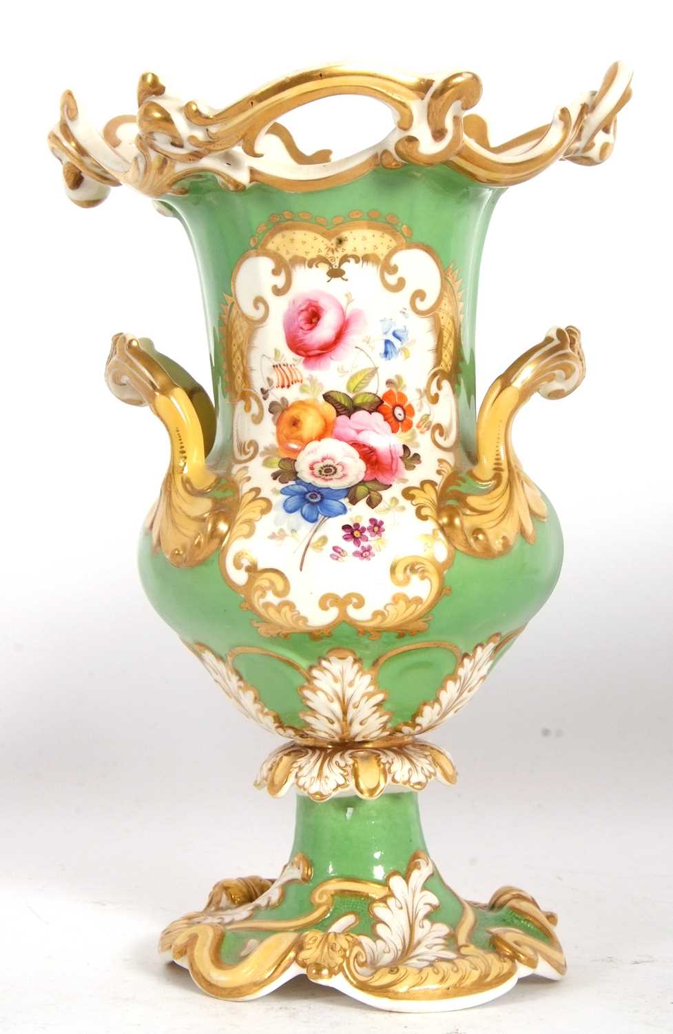 A 19th Century Coalport style vase, the central panel finely painted with floral spray on cream - Image 2 of 7