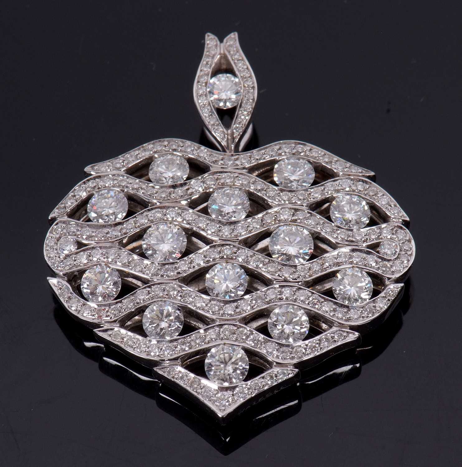 An 18ct white gold diamond heart pendant by Cyril Waskoll, the heart covered with a diamond set - Image 2 of 8