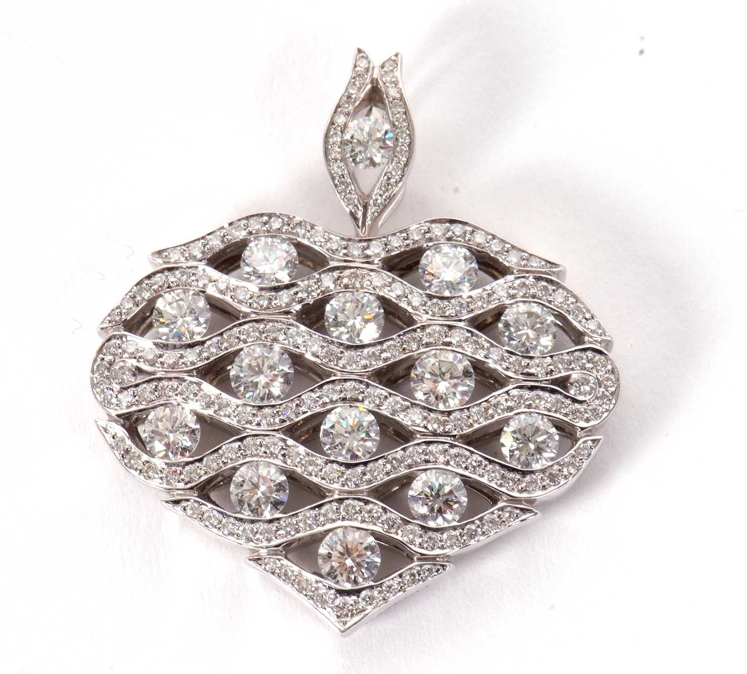 An 18ct white gold diamond heart pendant by Cyril Waskoll, the heart covered with a diamond set - Image 5 of 8