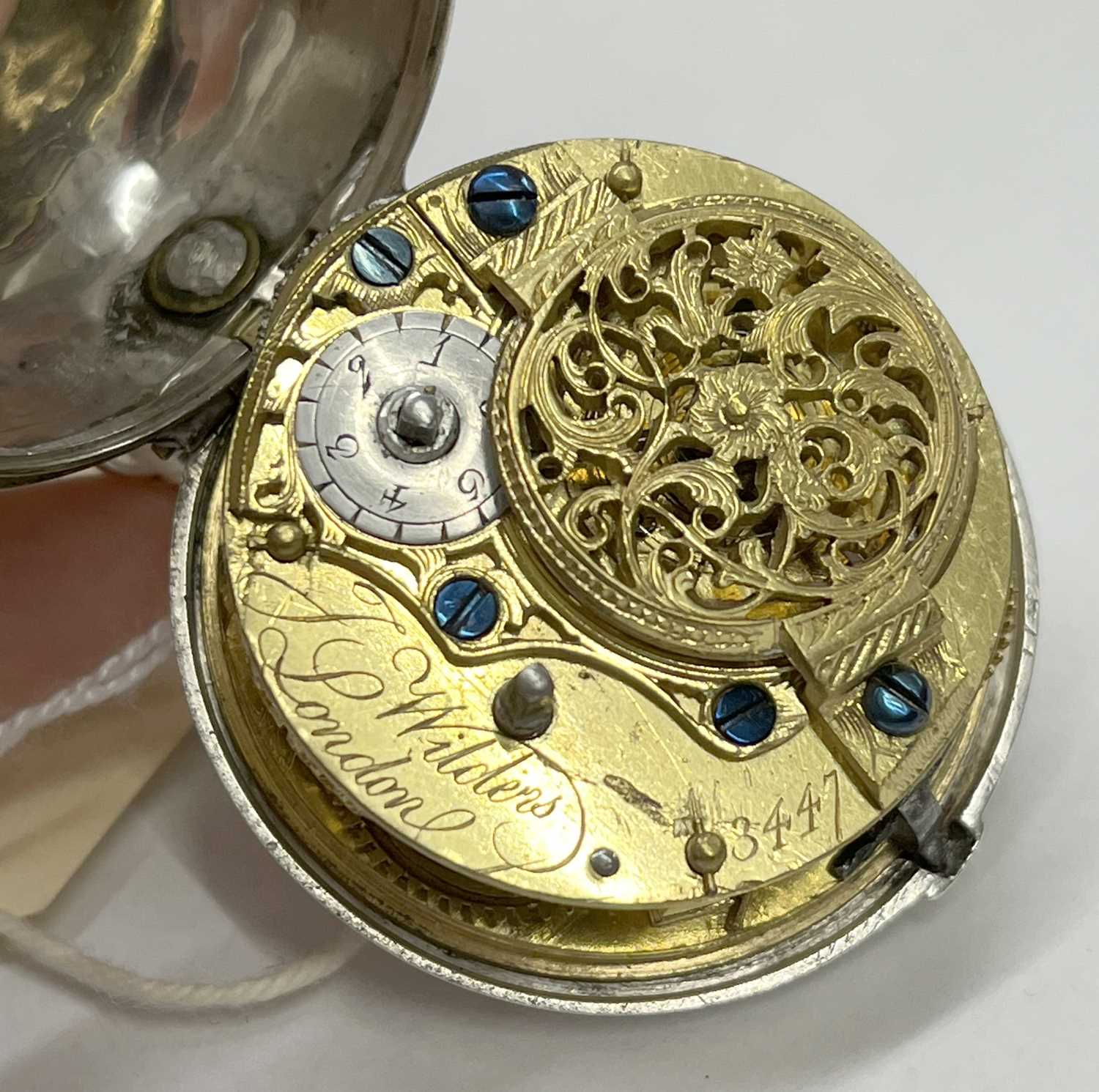 A silver Verge pocket watch with a continental white metal pair case, the pocket watch is hallmarked - Image 21 of 21