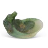 An Almeric Walter pate de verre dish c1920 designed by Henri Berge modelled as a green coloured frog