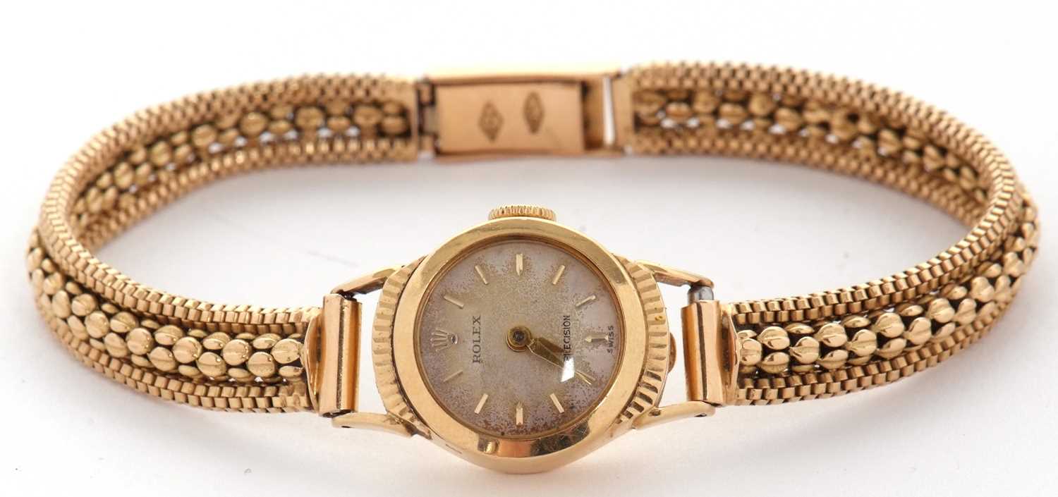An 18ct gold ladies Rolex Precision with box and guarantee, stamped on the bracelet clasp and inside - Image 6 of 9