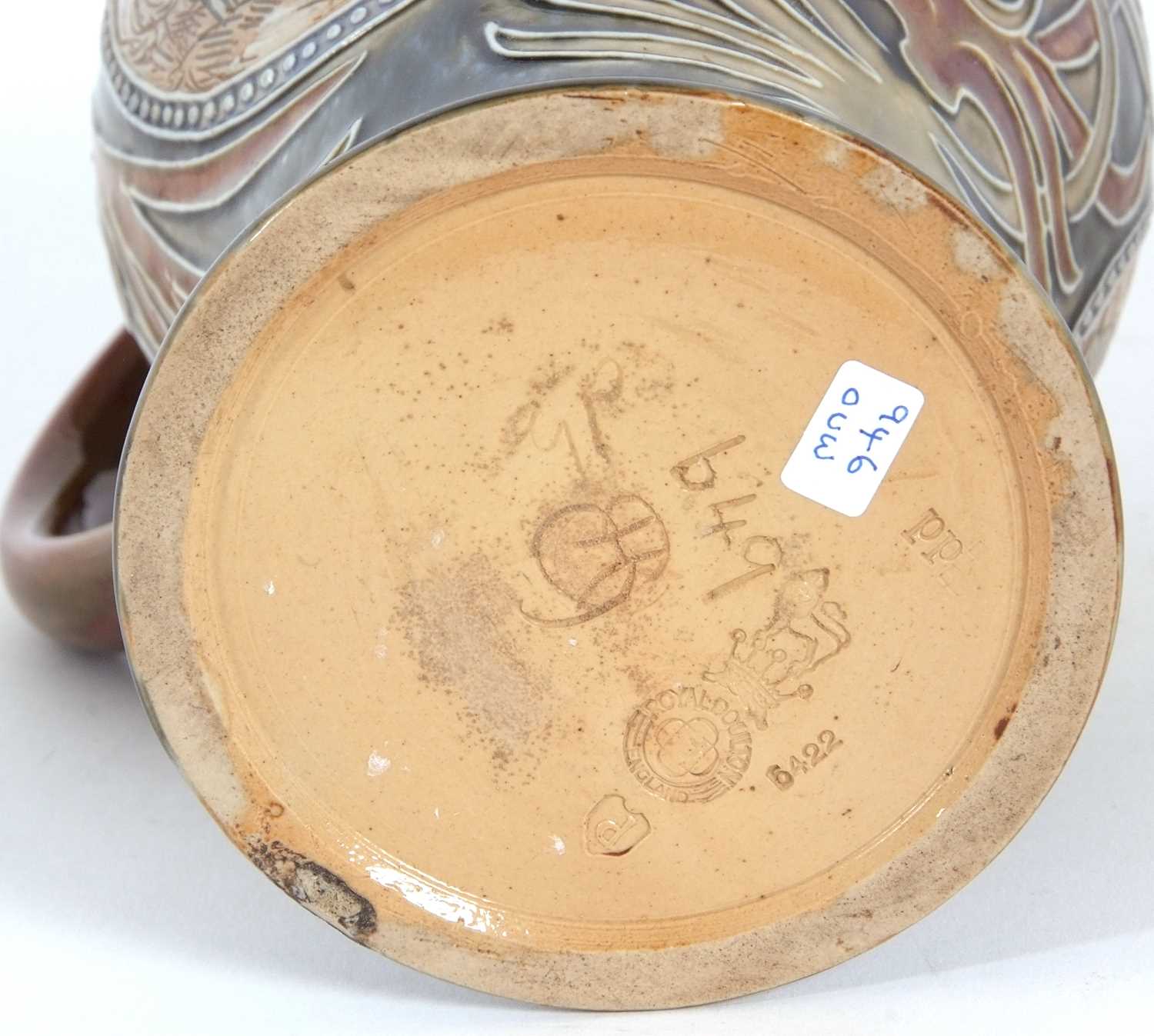 Royal Doulton jug of baluster form with incised Art Nouveau decoration and oval panels of sheep by - Image 6 of 6