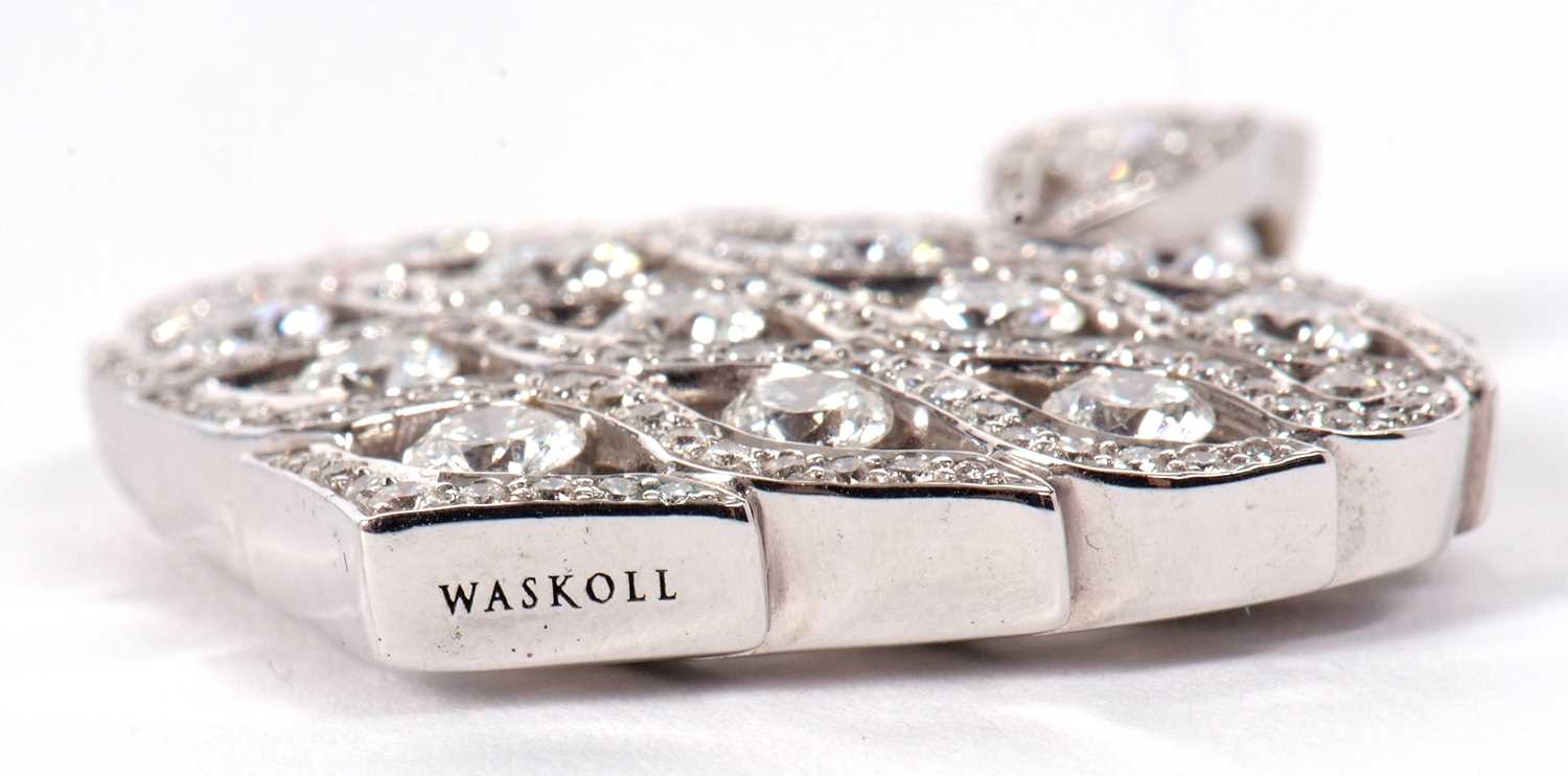 An 18ct white gold diamond heart pendant by Cyril Waskoll, the heart covered with a diamond set - Image 6 of 8