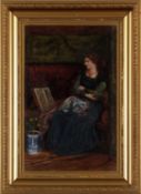 Peter Paul Marshall (1830-1900), "Lady Greensleeves", mixed media on board, signed, 22x35cm, gilt
