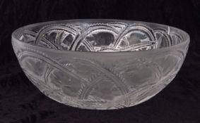 A post war Lalique dish in the Pinsons pattern with engraved mark to base 24cms diameter good