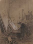 Attributed to John Sell Cotman (British,1782-1842), 'The Sacristy', chalk on paper, unsigned, name