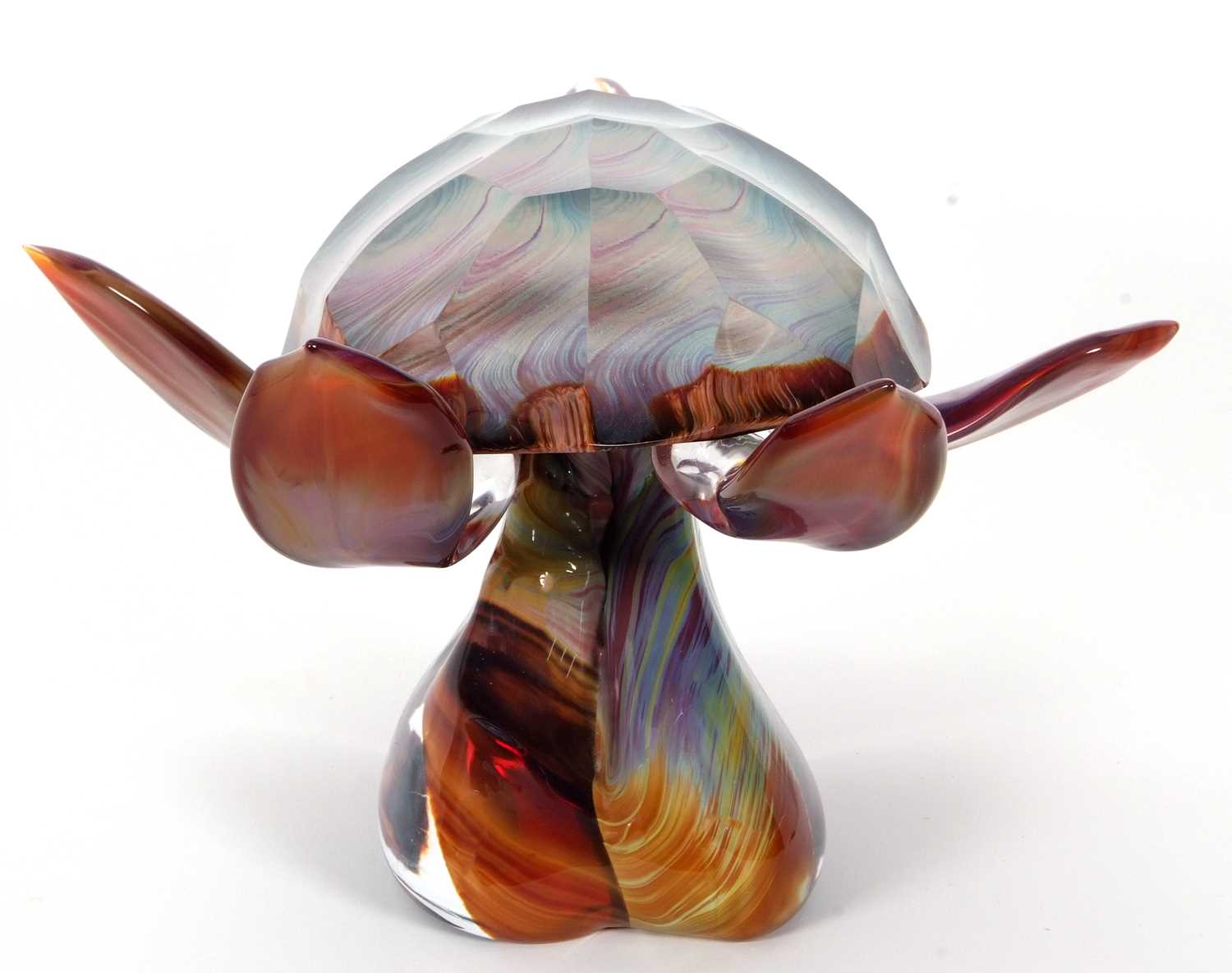 Dino Rosin (1948) - A Murano Calcedonia sculpture of a turtle raised on oval base with artists - Image 8 of 9