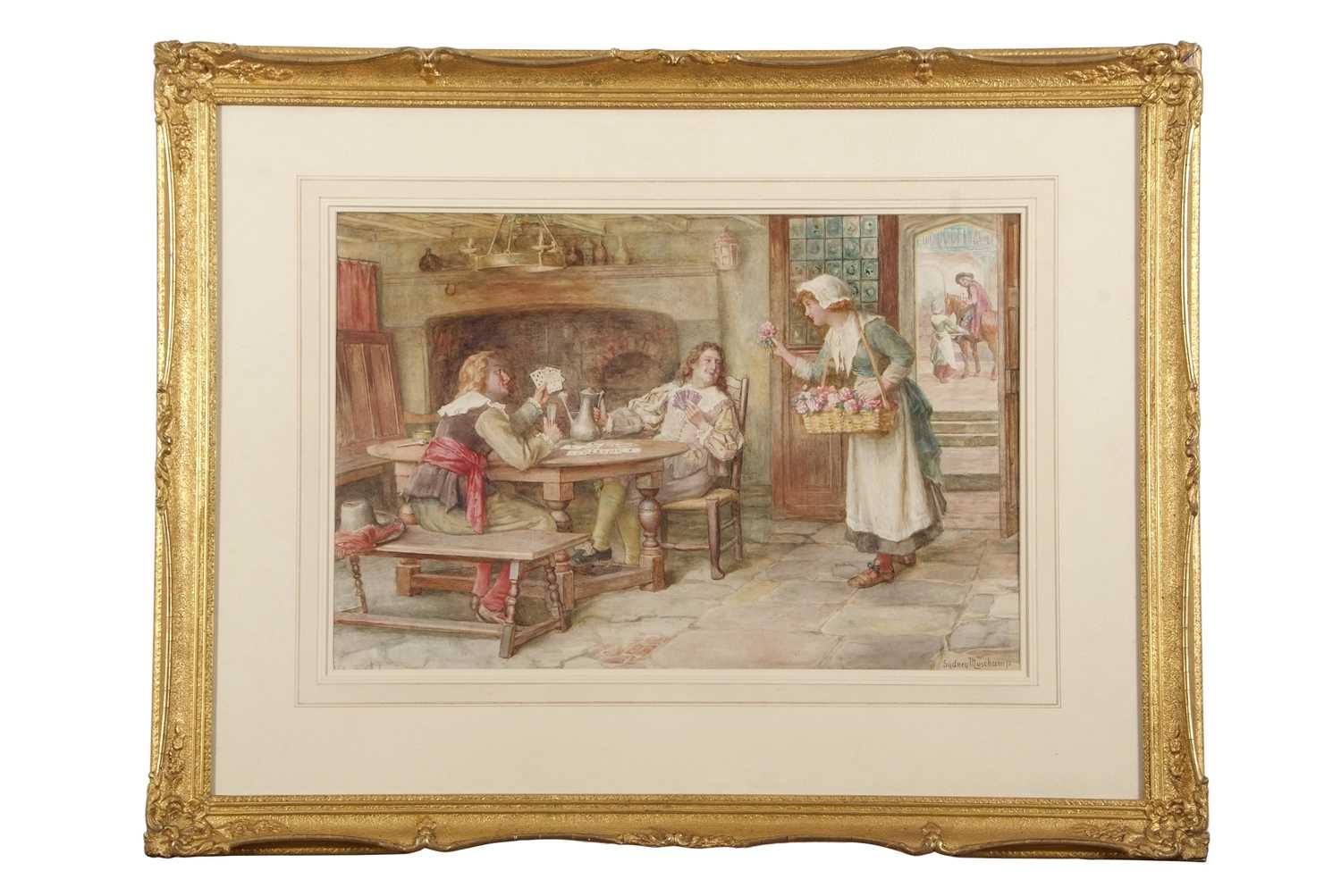 Francis Sydney Muschamp RBA (1851-1929), The Flower Seller, watercolour, signed, gilt framed,