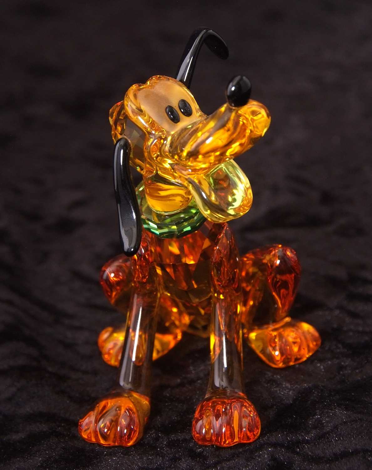 A Swarovski Disney figure of Pluto with yellow colour, black ears and tail, with original box, 9cm - Image 12 of 16
