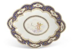 A late 18th century Derby porcelain dish probably by Richard Askew the central panel painted with