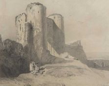 John Sell Cotman (British,1782-1842), 'Ruined Castle Gatehouse', pencil and watercolour, signed,