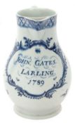 Documentary Lowestoft Porcelain Jug: John Gates Larling 1789