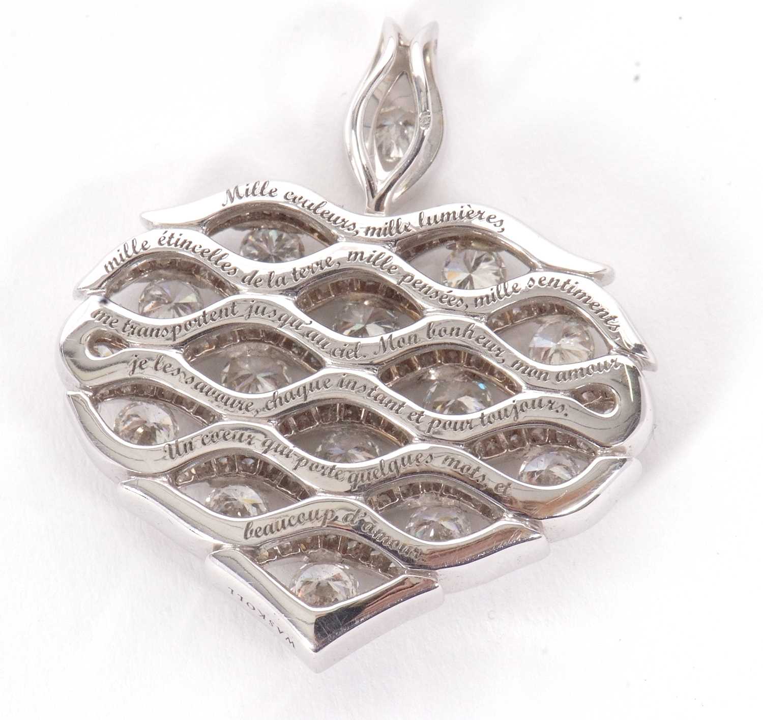 An 18ct white gold diamond heart pendant by Cyril Waskoll, the heart covered with a diamond set - Image 8 of 8