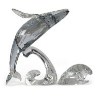 A Swarovski SCS model of Paikea whale, 2012, with certificate and original box together with a glass