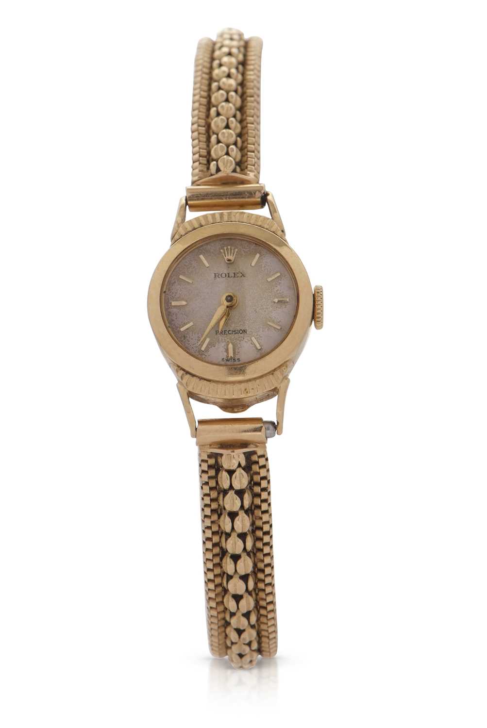 An 18ct gold ladies Rolex Precision with box and guarantee, stamped on the bracelet clasp and inside