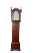 William Morris, Yarmouth a Georgian mahogany long case clock with silvered arch dial with Roman