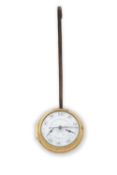 A Spenser & Perkins 18th Century gilt pedometer, it has a white enamel dial with two sub-counting