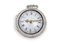 A silver Verge pocket watch with a continental white metal pair case, the pocket watch is hallmarked