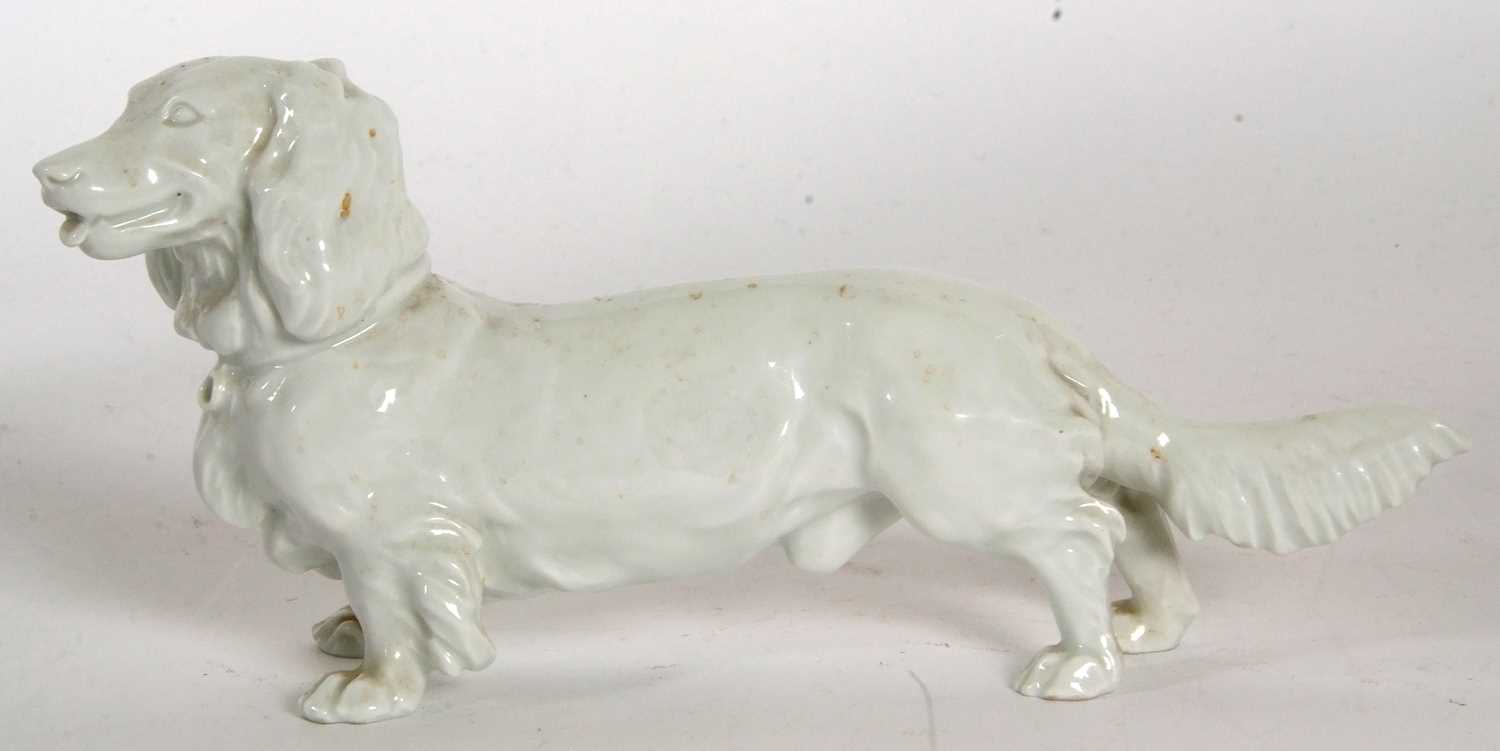 Meissen porcelain Blanc-de-Chine model of a long haired Dachshund - Image 3 of 7