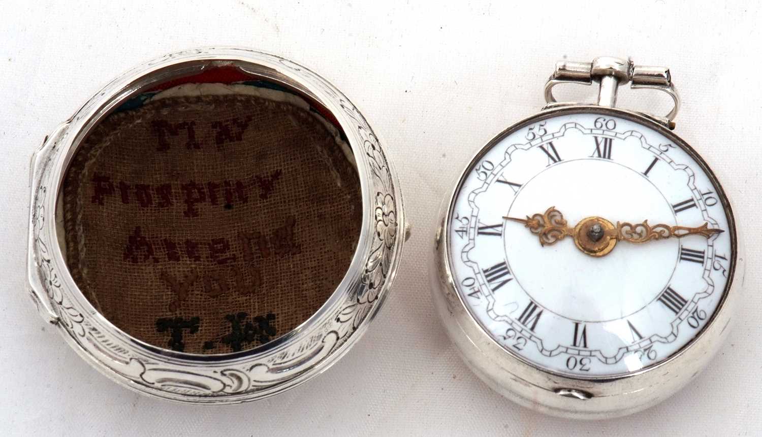 A silver Verge pocket watch with a continental white metal pair case, the pocket watch is hallmarked - Image 3 of 21