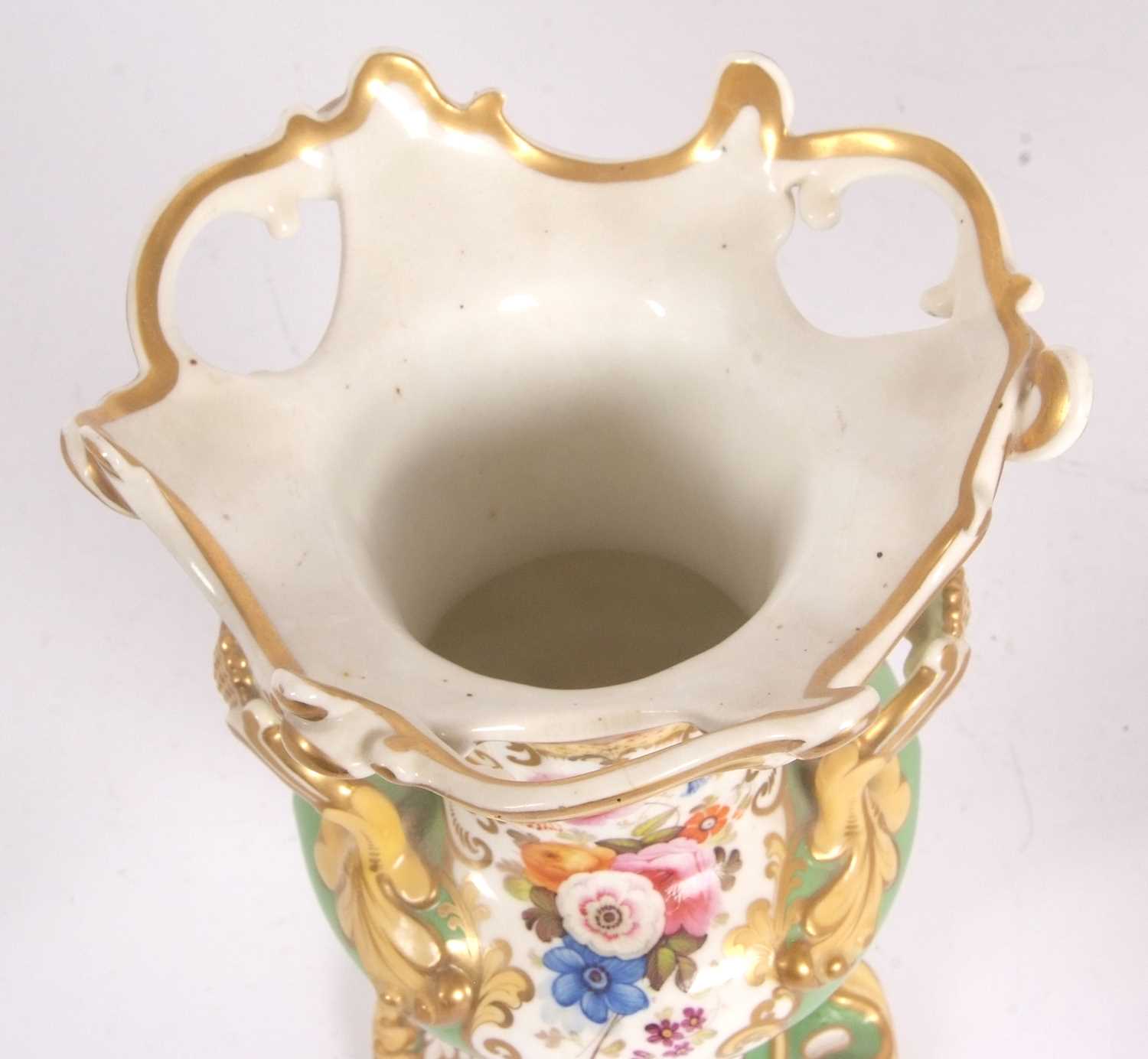 A 19th Century Coalport style vase, the central panel finely painted with floral spray on cream - Image 6 of 7