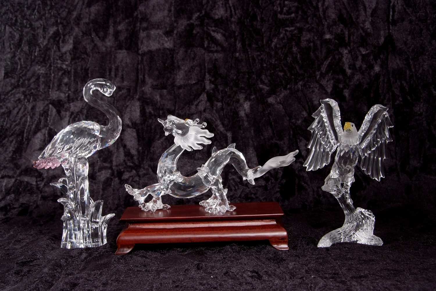 A Swarovski crystal Zodiac model for the year of the Dragon on rectangular wooden plinth together - Image 6 of 6