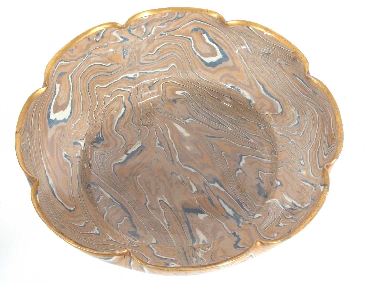 A large shaped Agate ware bowl by Doulton Lambeth in the marquetiere with Doulton & Rix patent - Image 6 of 9