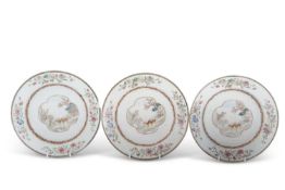 A group of three early 18th Century Chinese porcelain plates probably Yongzheng period, each