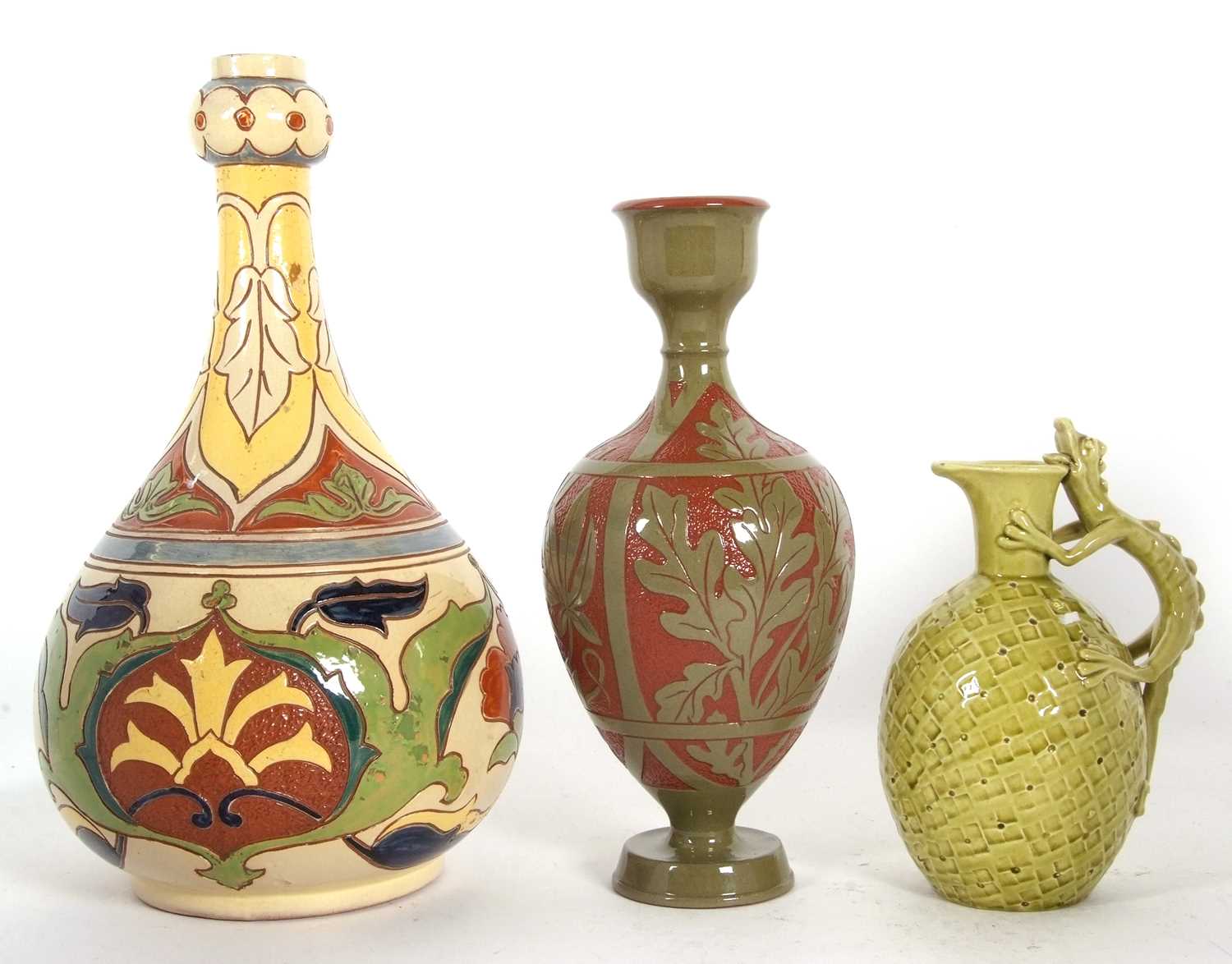 A group of Art Pottery wares including a Salopian vase in the Rhodian pattern, a small Burmantofts - Image 4 of 6