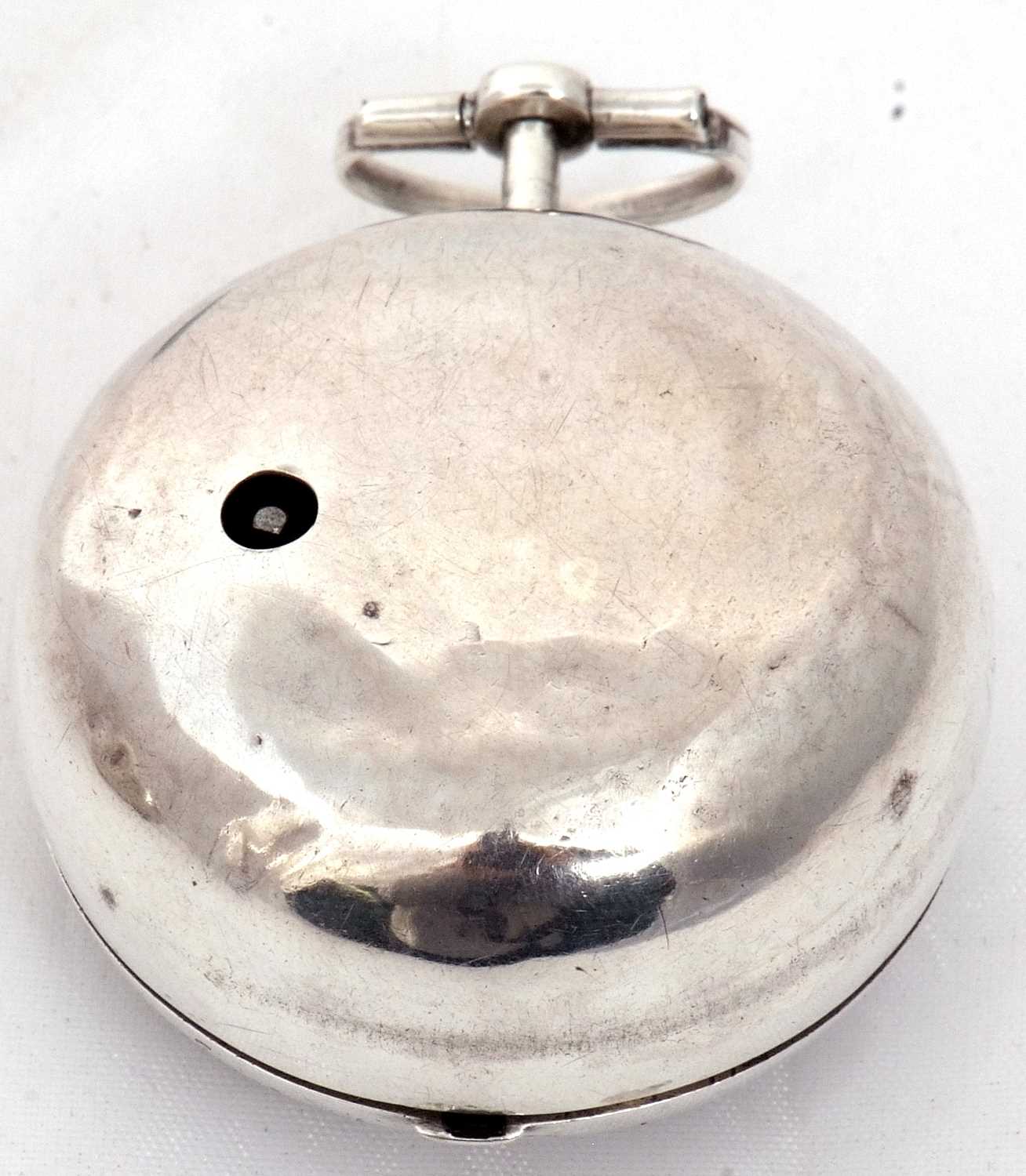 A silver Verge pocket watch with a continental white metal pair case, the pocket watch is hallmarked - Image 4 of 21